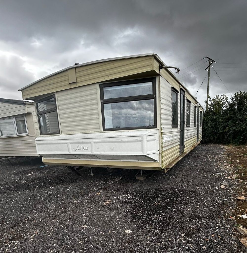Beige Static Caravan, Debonair Super. Atlas. Project.